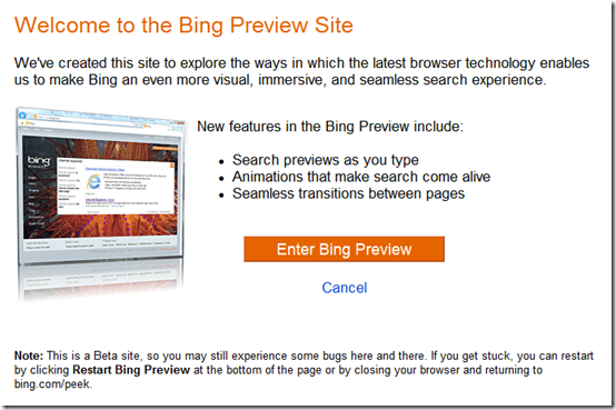 Bing HTML5 Preview