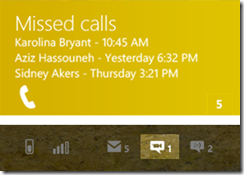 Windows 8 - Call - Live Tile and Notification