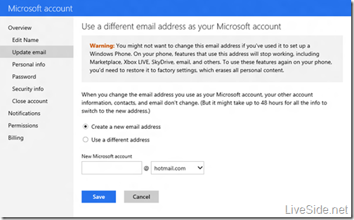 Microsoft account - Update email