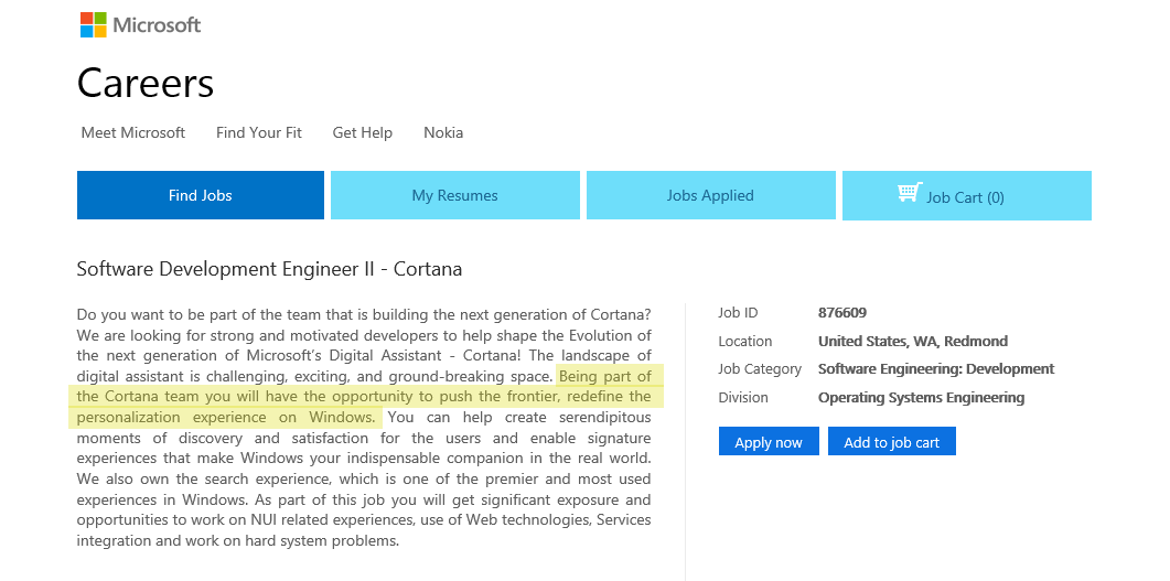 microsoft job posting