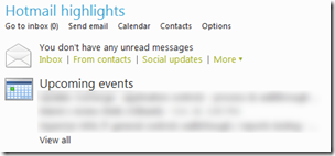 Hotmail highlights - Upcoming Events