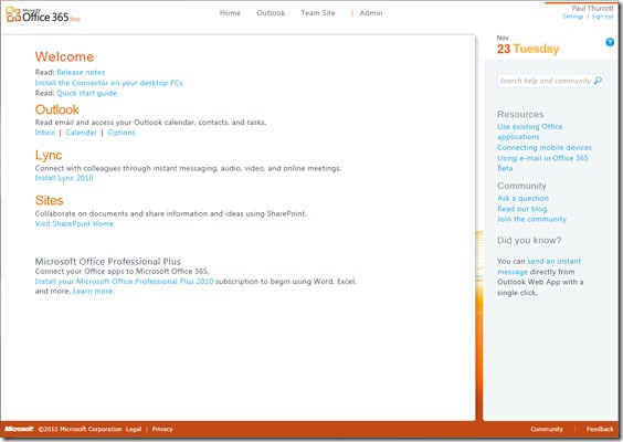 Office 365 Dashboard