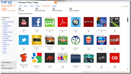 Visual Search Windows Phone 7 Apps
