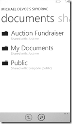 SkyDrive in Office Hub