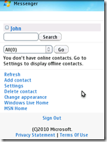 Old version of Windows Live Messenger Mobile Web