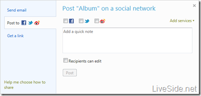 SkyDrive - Share to Twitter
