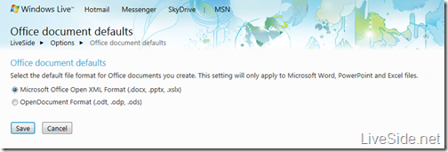 SkyDrive - Support for OpenDocument Format