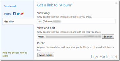 SkyDrive - URL Shortening