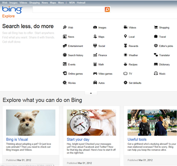 bing explore