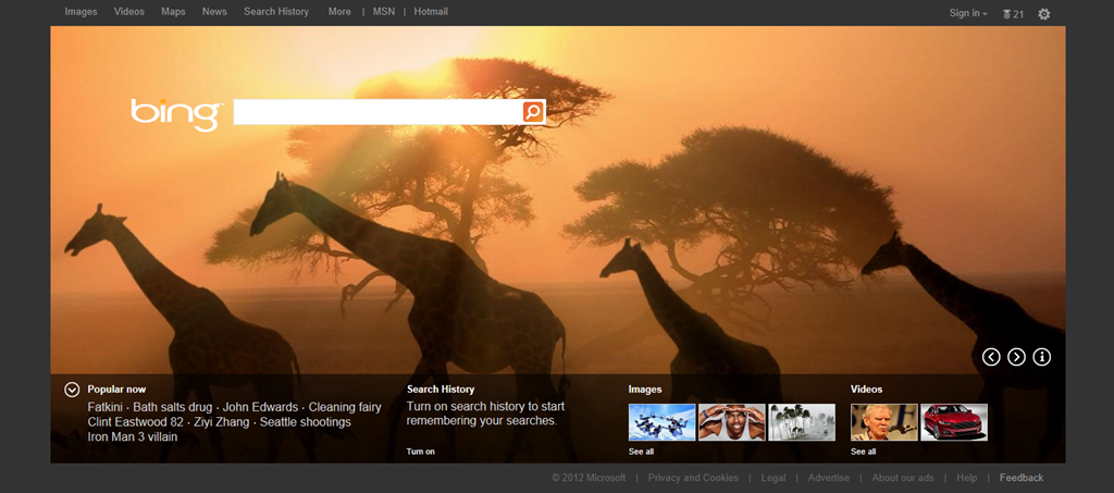New Bing Homepage Goes Live Now With Larger Featured Photo And Tiles