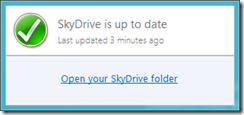 SkyDrive status window - Up To Date